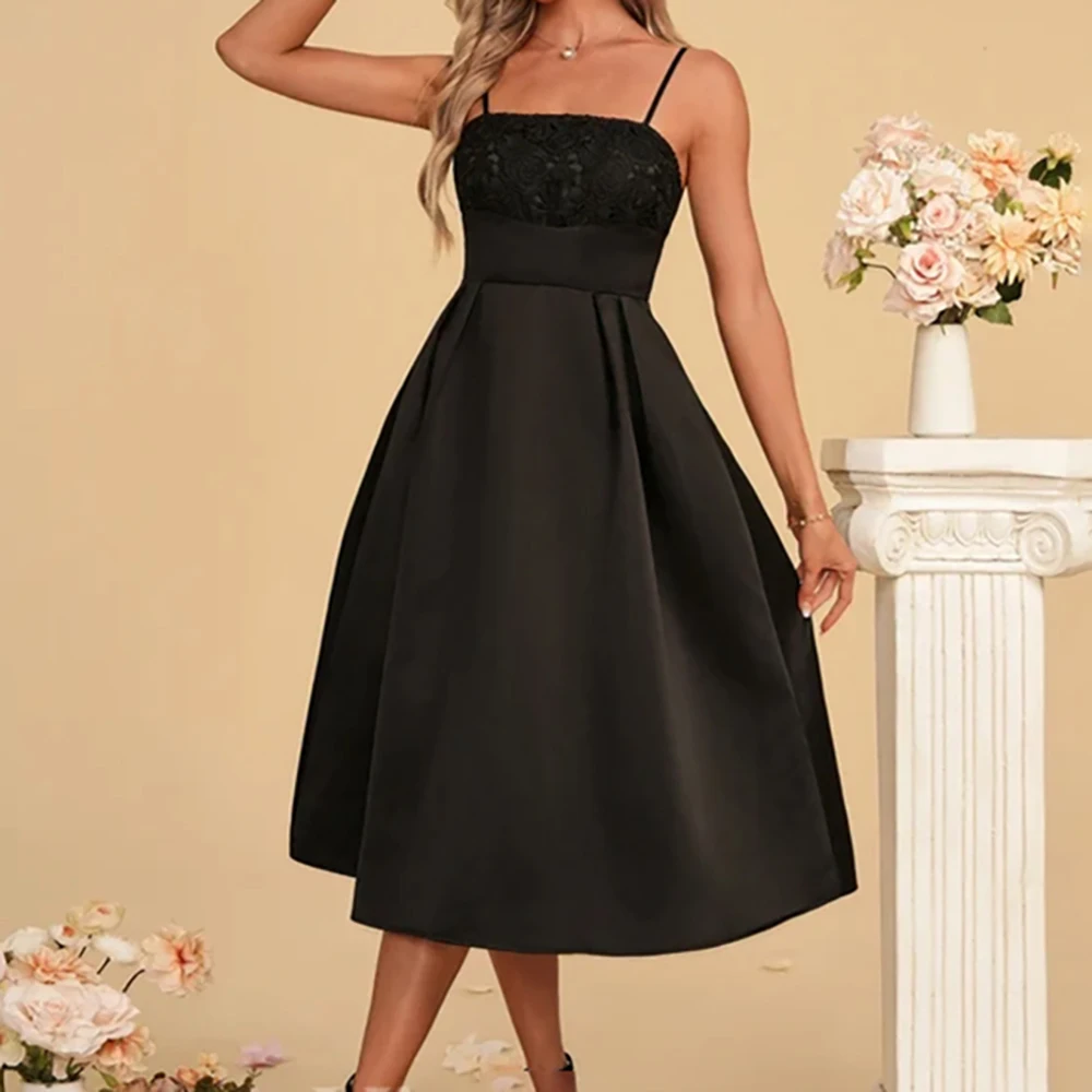 

Evening Dress Prom Party Dress A-Line Sleeveless Lace Applique Backless Knee Length Formal Gown Wedding Guest Cocktail Dress