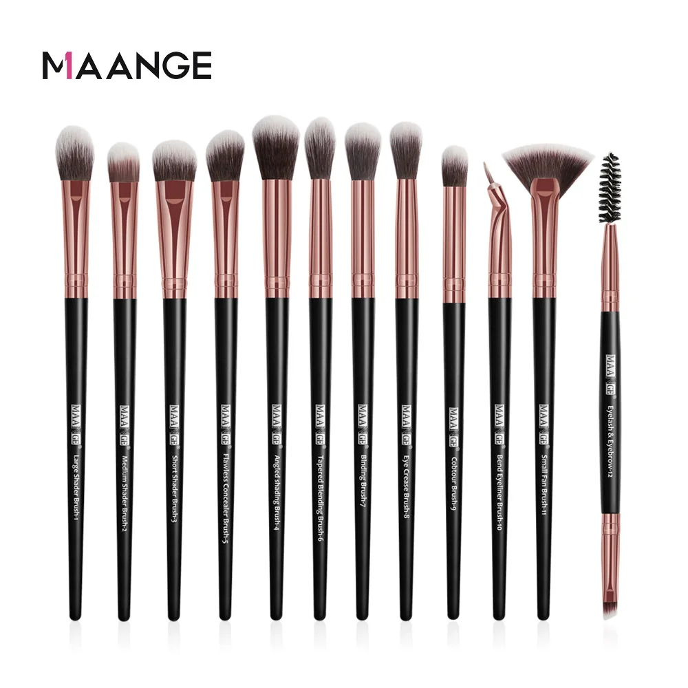Maange 12 sztuk zestawy pędzli do makijażu oczu narzędzia do makijażu pędzel do cieni do powiek pędzel do korektora pędzel do mieszania pędzel do ust do makijażu początkujący