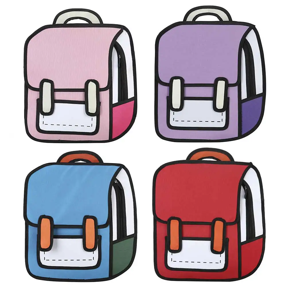 Mochila Escolar Cartoon com Alça Ajustável, Tecido Oxford, Mochila de Estudante, Grande Capacidade, Casual, Escritório, Viagem, Coreano