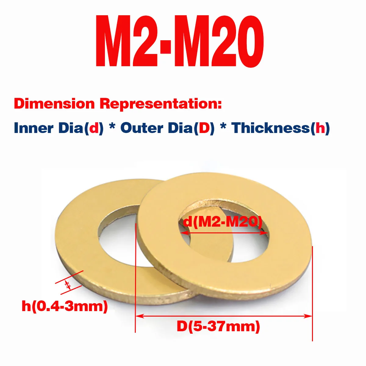 

Enlarged And Thickened Brass Circular Flat Washer M2-M20