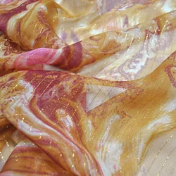 Pure Silk Ombre Chiffon Fabric Soft Metallic Jacquard Dress Scarf Material
