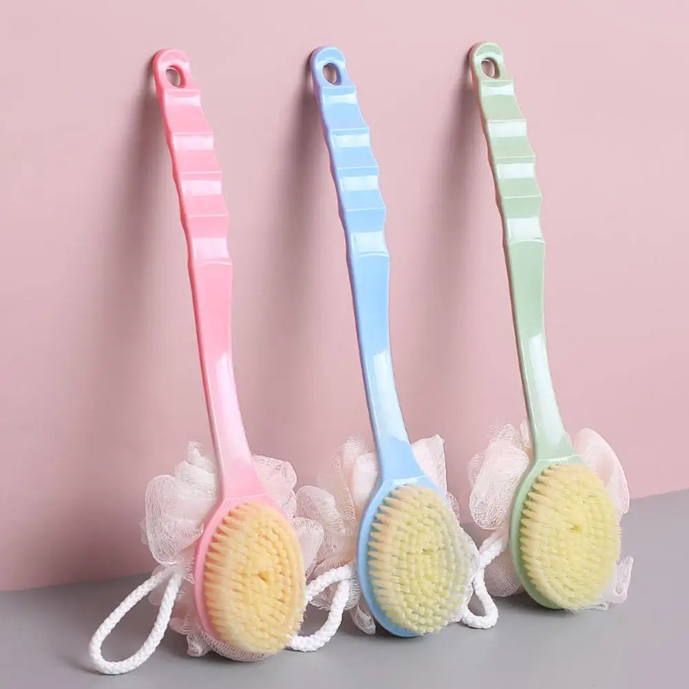 2 In1 Long Handle Rubbing Bath Brush Soft Hair Bath Brush Artifact Bath Flower Bath Belt Ball Of BrushBack With M8C1