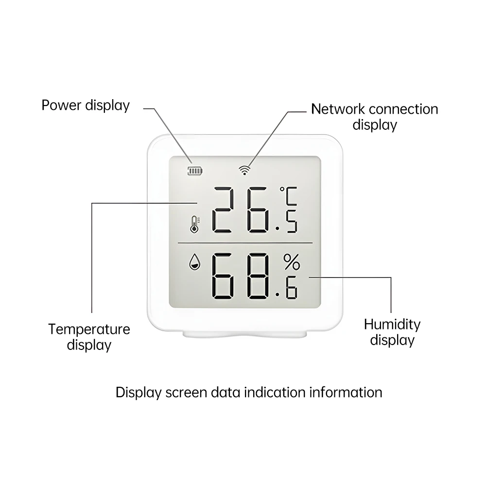 Tuya-Sensor Inteligente de Temperatura e Umidade, Monitoramento Remoto, Higrothermograph Doméstico, Alexa, Google Home Voice Control