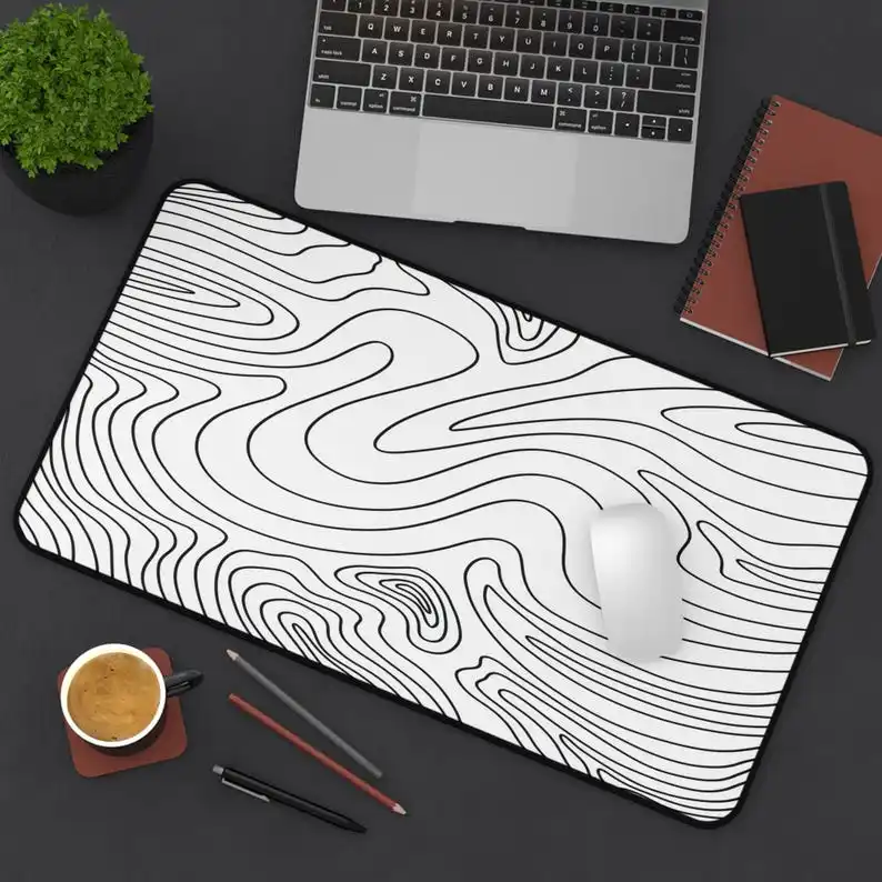 

Black Outline Desk Mat -XXL Modern Office Accessory, Minimalist Workspace Decoration,XL Creative Gift, Gaming Mouse Pad