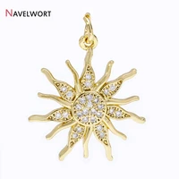 Pendentifs en laiton plaqué or 18 carats avec breloques soleil en Zircon, pendentif soleil en Zircon incrusté, accessoires de fabrication de colliers de bijoux à bricoler soi-même 4