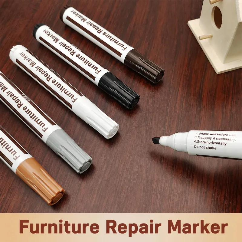Wood Furniture Touch Up Marker Pen Set for Scratch Repair, Door Stain Cover, Floor Touch Up Paint Pen, Waterproof Quick Dry Wood