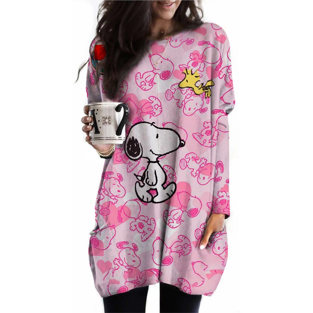 Anime Cute Printed Hoodies Women Cartoon Snoopy Y2k Korean Students Loose Sweatshirt Fashion Sweet Manga Unisex Clothing