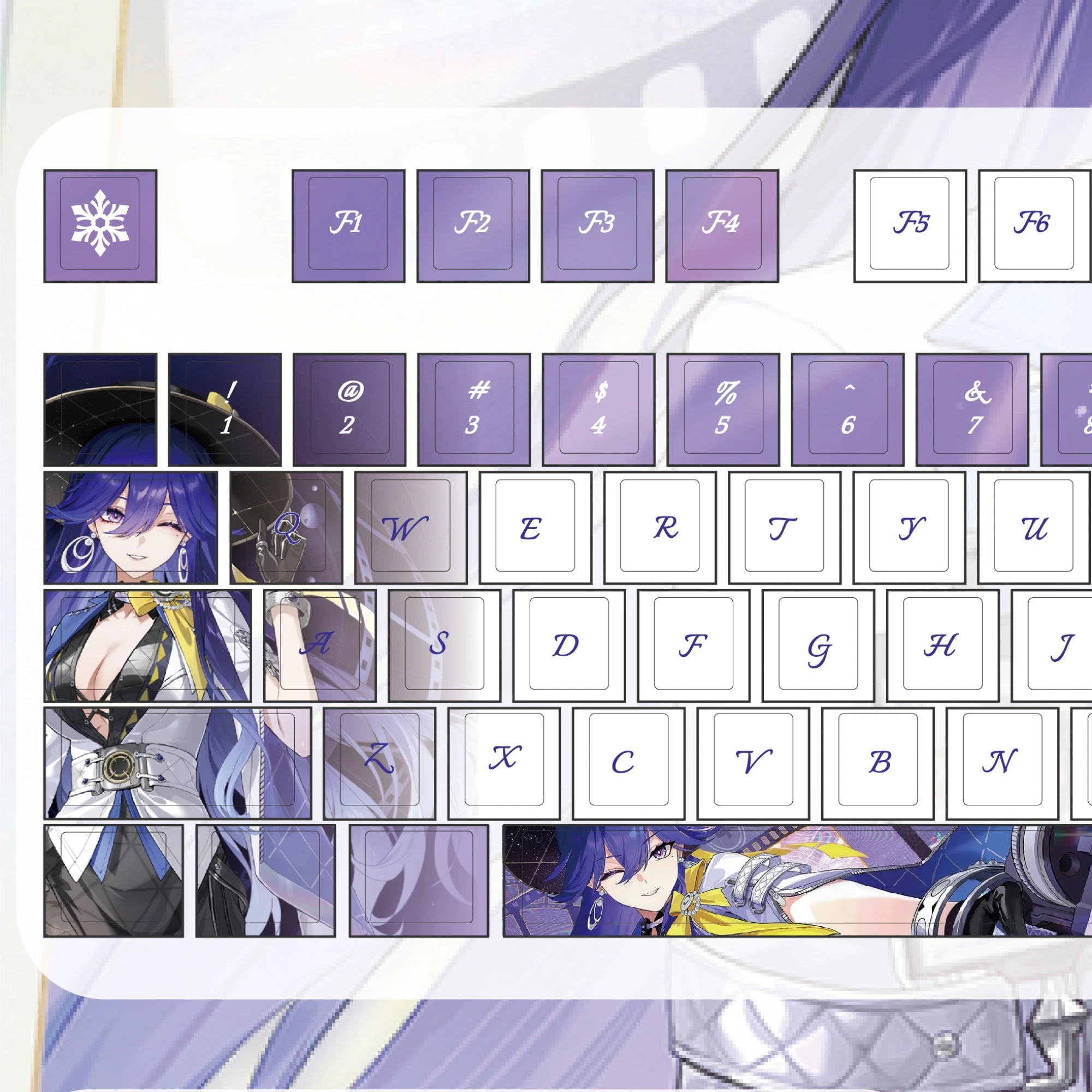 MAIMOOO Wuthering Waves Lucilla Keycap Cherry Profile ルシラー Purple Cartoon Anime Game PBT Custom Keycaps for Mechanical Keyboard