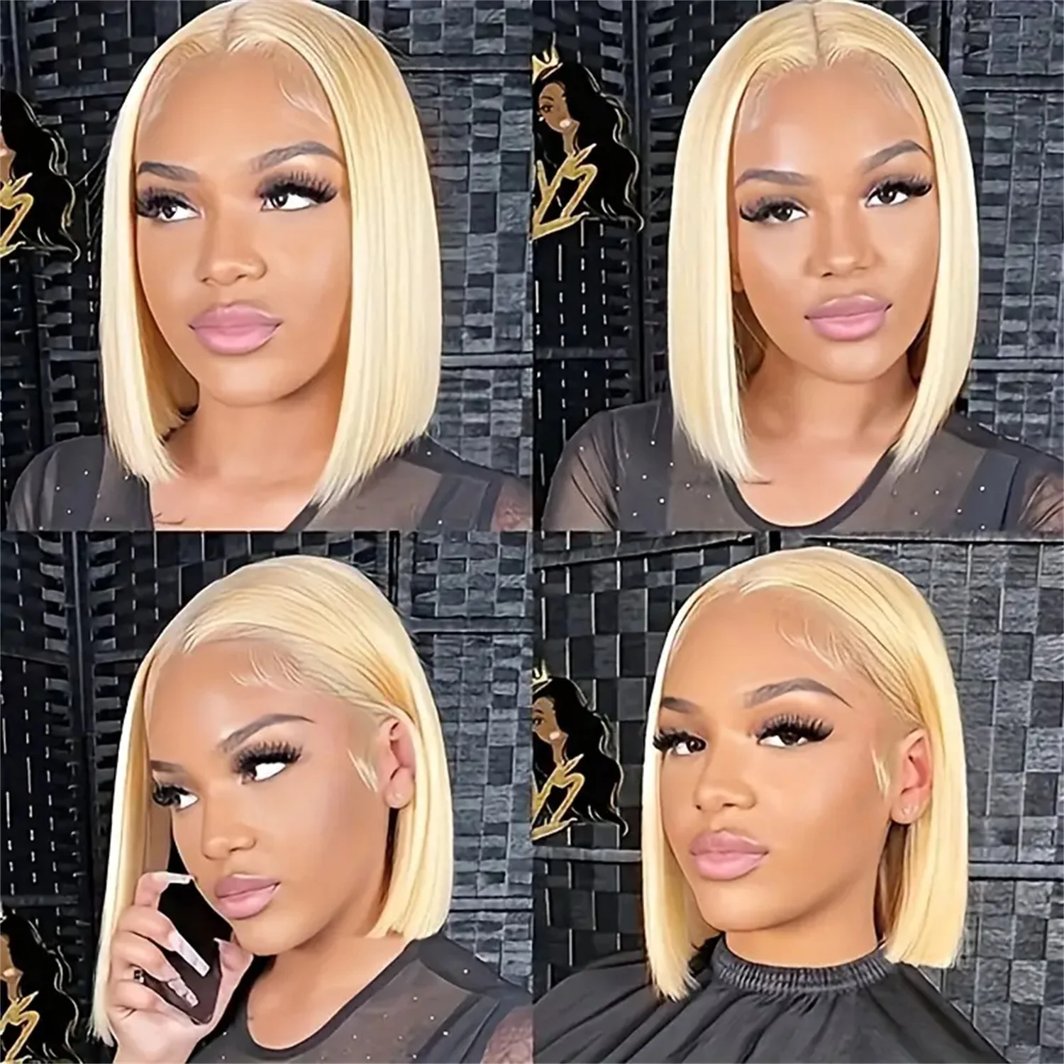 Honey Blonde Color 13x4 Transparent Lace Frontal Wig 200% Short Cut Bob Wig Wigs 100% Natural Human Hair