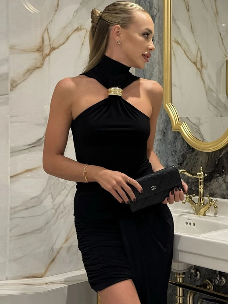 TARUXY Gold Ring Sleeveless Off-shoulder Top Female High Elasticity Fashion Slim Camis Streetwear 2025 New Summer Lady T shirt image 2