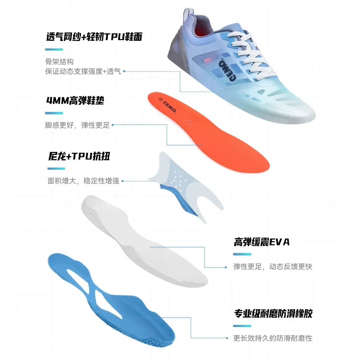 2025 Athletic Training Shoes New Badminton Shoes Professional Table Tennis Shoes Men's and Women's Tennis Shoes