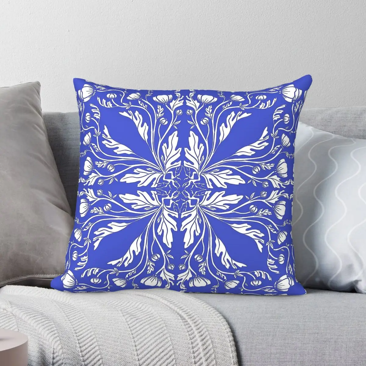 Buttercups Tile Periwinkle Square Pillowcase Polyester Linen Velvet Pattern Zip Decor Throw Pillow Case Bed Cushion Case