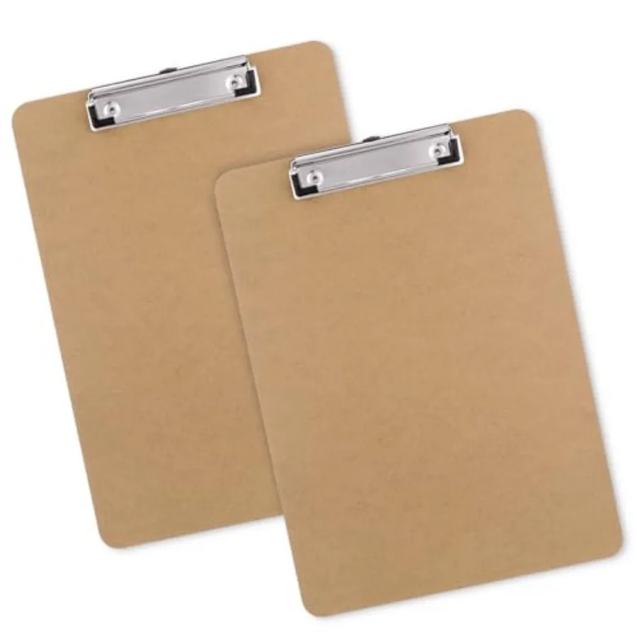 

Wood Clipboards Set of 2, Letter Size Hardboard Clip Board 8.5x11 for Classroom, Students, Kid, A4 Standard Size 9" x 12.5" wit