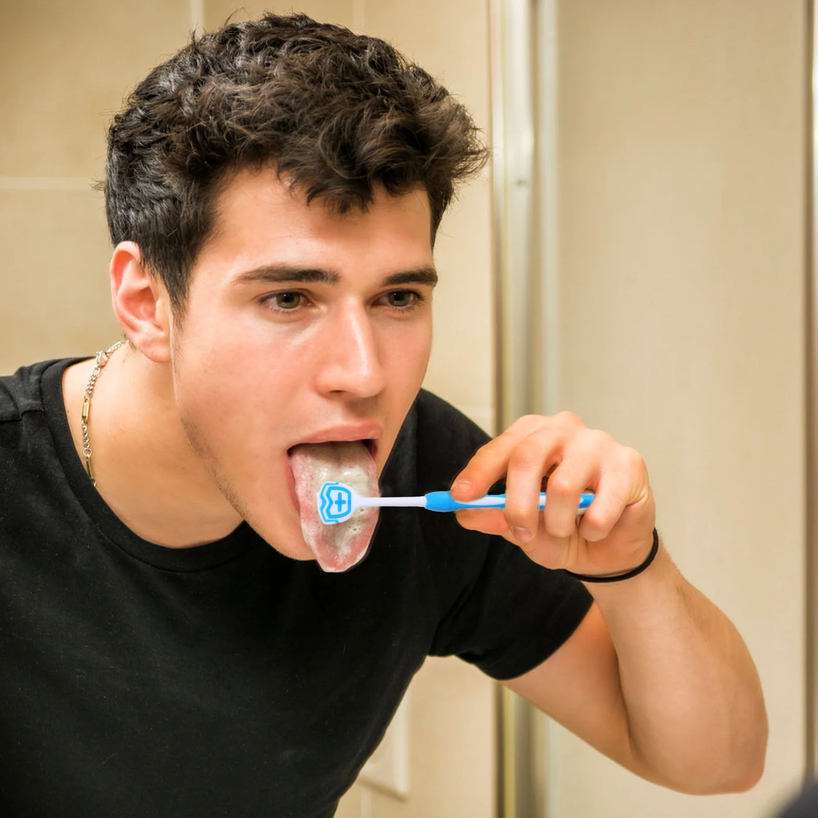 

Tongue Cleaner Reusable Scraper al Nanoplastic Ultra Soft Bristles Tongue Brush Adult Deep Crevices Removal Food