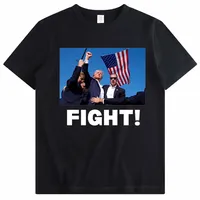 Donald Trump Fighting T-shirt for Men Women Summer Short Sleeve Tops Trump Assassinated Printed T Shirts Funny Top Tees