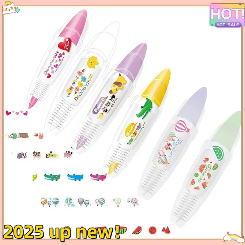 

6PCS Press Type Decorative Pen Cute Animals Lace Correction Tape Decorative Tape Pen