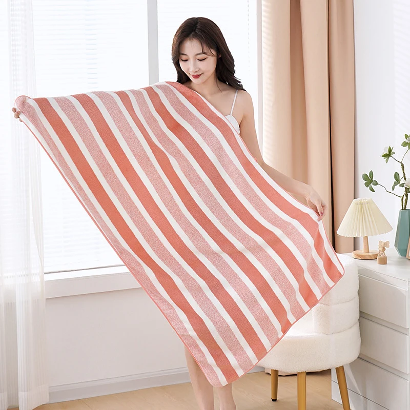 Thickened Striped Absorbent Bath Towel Soft Face Towel for Home Absorbent and Comfortable Couple's Large Towels Wrapping Towels