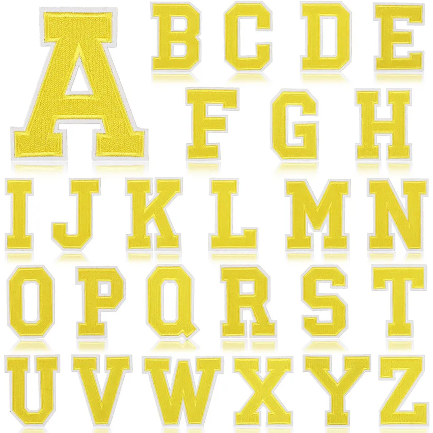 Yellow Alphabet, Letter, Name, Patches for Clothing, Cloth Sticker, Embroid, Garment Accessories, DIY Logo, Iron-on, Sewing