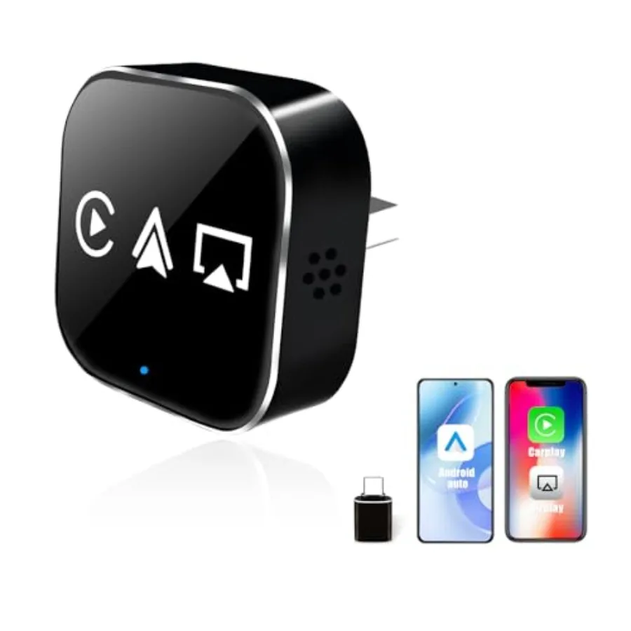 

3 in 1 Mini Wireless CarPlay Adapter for iPhone CarPlay Android Auto AirPlay: Black ABS Plastic Plug-and-Play Setup Bluetooth 5