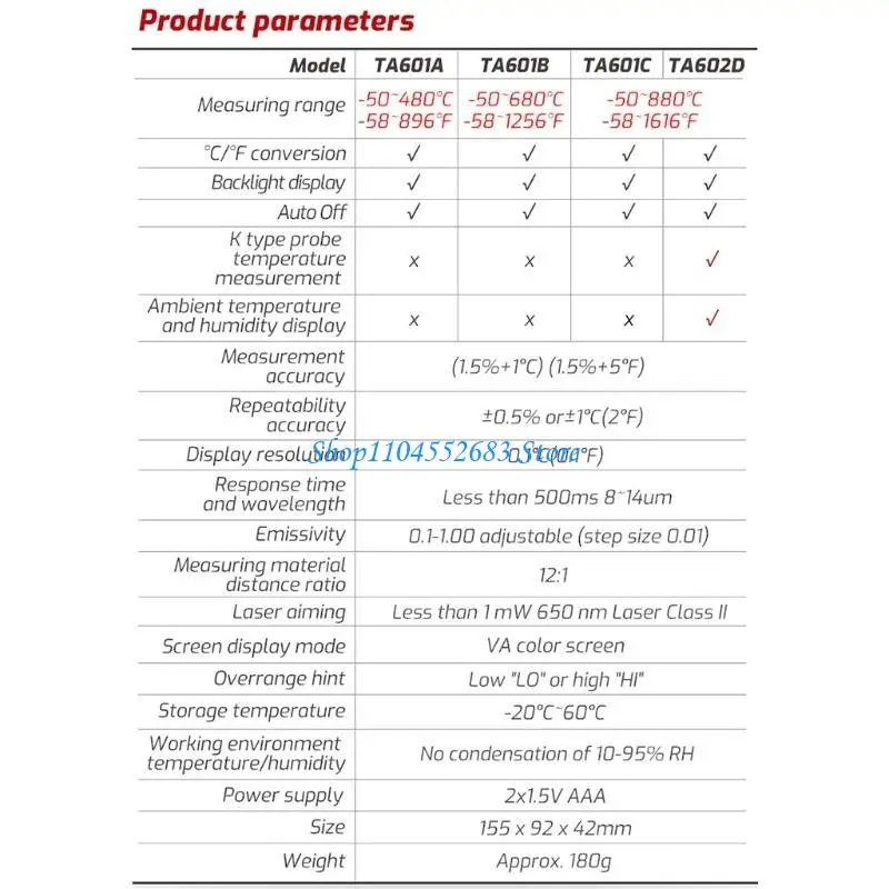 

Y6GD Upgraded Thermometer Non-Contact Digital Temperature -50～480℃ / -50～680℃ / -50～880℃ used for Industrial