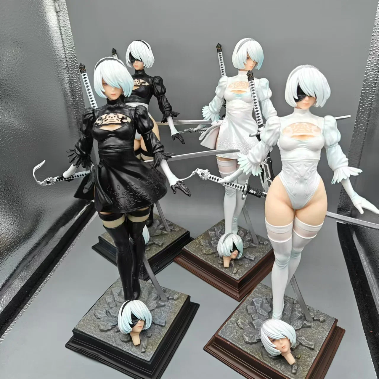 28cm NieR: Automata Yorha No. 2 TypeB 2B YoRHa Anime Girl PVC Action Figure Toy 4 Style Game Statue Adult collection Model Dol