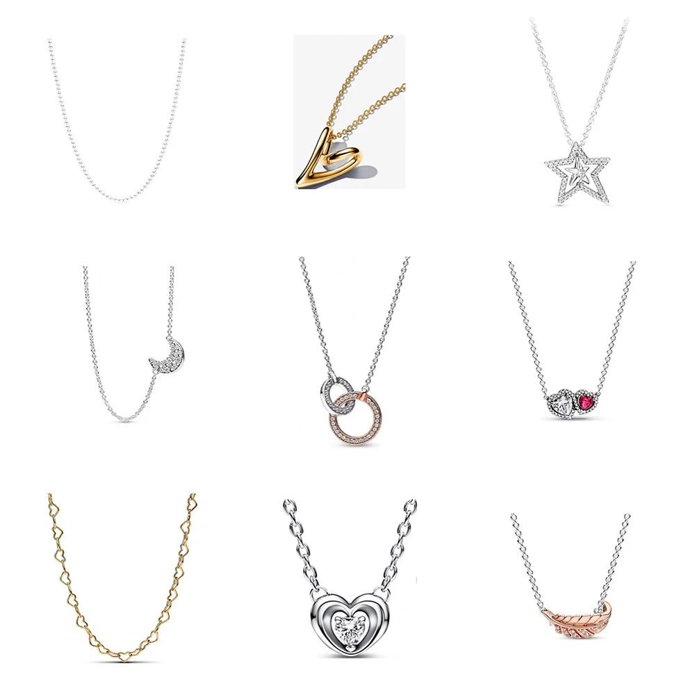 

New hot selling two-color necklace, moon gold circle necklace, DIY basic collarbone chain, romantic gift