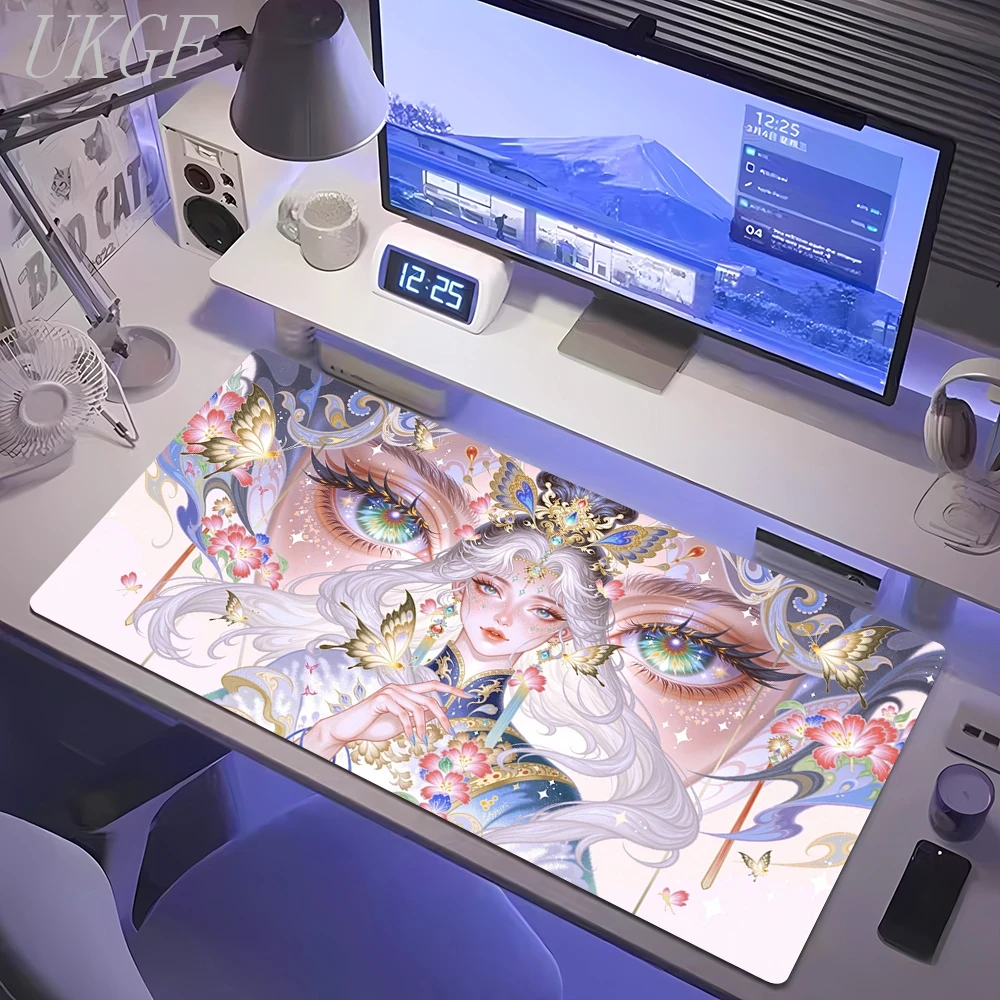 

Xxl Anime Girl Pink Kawaii Mouse Pad Pc Office Desk Carpet Slip-resistant Eyes Computer Desk Mat Large Gamer Non-slip Mousepad