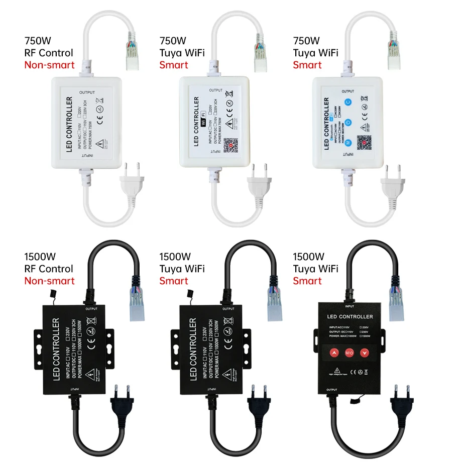 Tuya WiFi RF RGB تحكم 220 فولت 750 واط-1500 واط الاتحاد الأوروبي/الاتحاد الأفريقي/المملكة المتحدة التوصيل مع لوحة اللمس ل 4Pin SMD2835/5050 LED النيون قطاع ضوء عن بعد