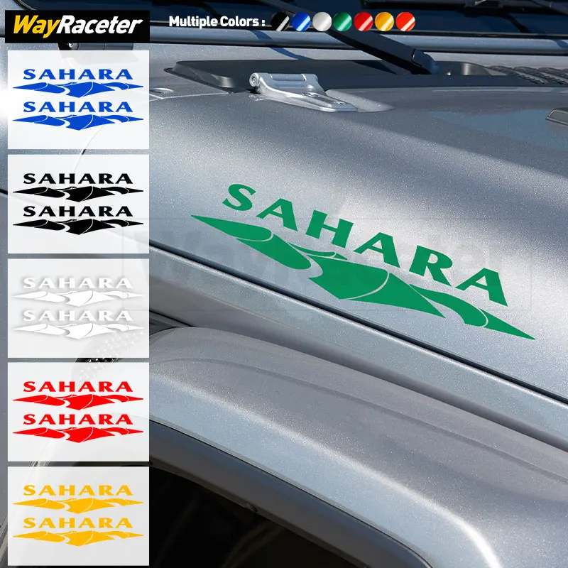 

2 шт. боковая наклейка на капот, виниловая наклейка с графикой Sahara для Jeep Wrangler Rubicon Gladiator JT Renegade Compass 4X4
