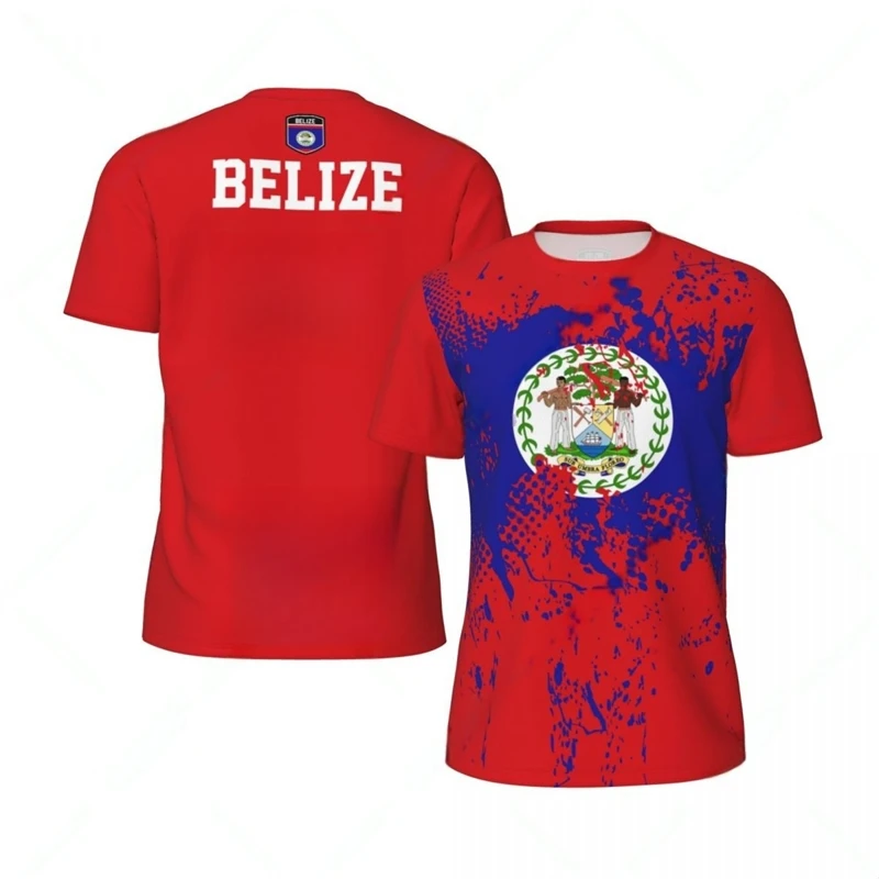 Fashion Belize Flag Graphic Football T Shirts For Men Summer Sports 3D National Emblem Printed T-shirts Loose Breathable Tees