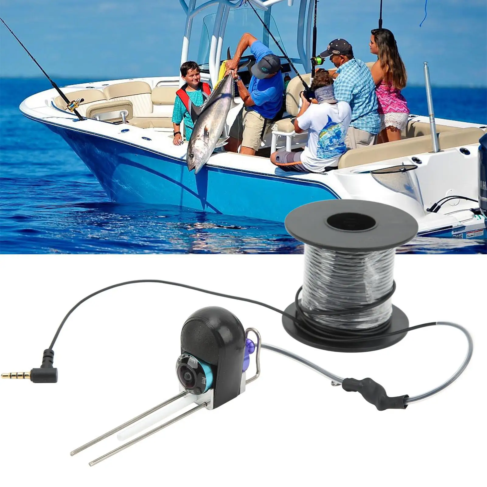 Fotocamera da pesca subacquea formato CVBS Fish Finder Camera Plug and Play con lenza per accessori per barche