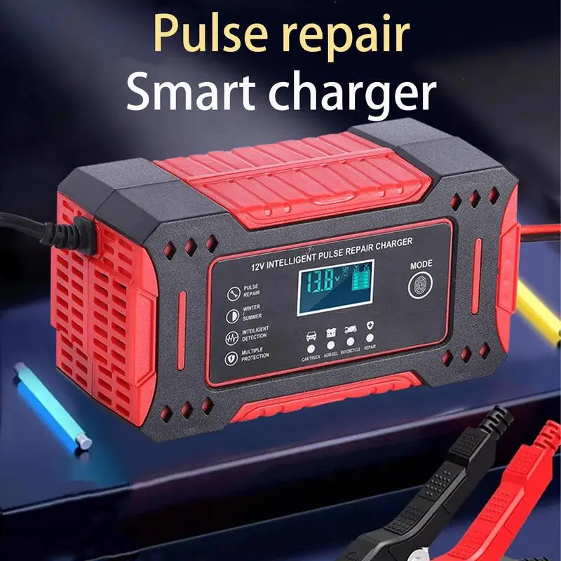 

12V 6A Smart Pulse Lead-Acid Charger Portable Car Battery Charger LCD Display Electric Car Battery Charger For Car Motorcycle