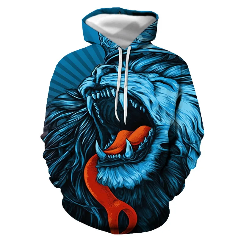 

2021 Spring and Autumn Hot-selling 3D D0igital Printing Lion Casual Trend Men's Hooded Series