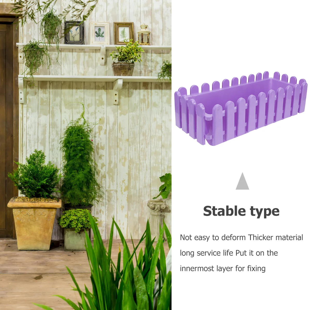 Jardinière de clôture rectangulaire en plastique, Pot de fleurs pour plantes vertes, conteneur bonsaï