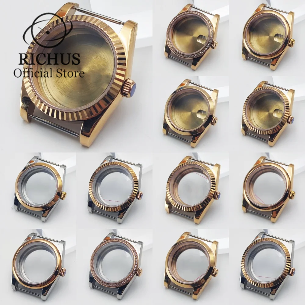 

36mm 39mm Rose Gold NH35 Polished Watch Case Sapphire Glass fit NH35 NH36 ETA2824 2836 DG2813 3804 Miyota82 PT5000 Movement