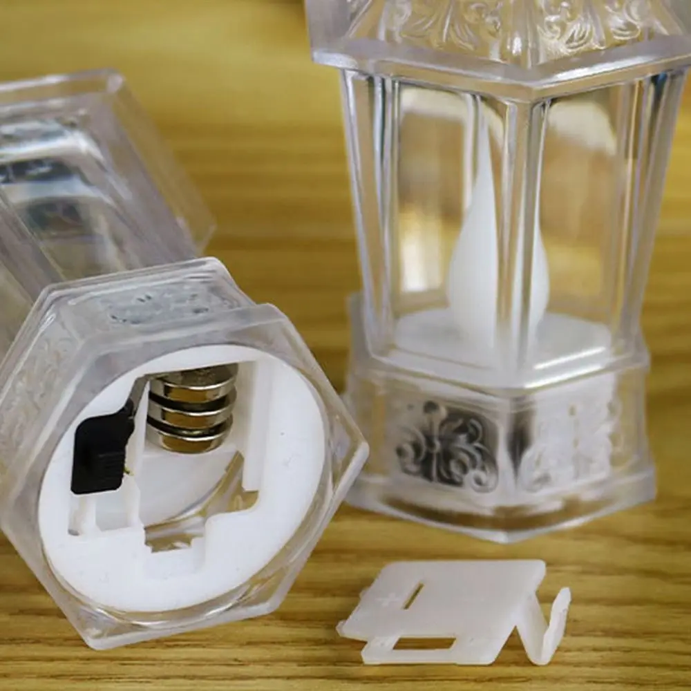 Portable Night Light Electronic Candle Light Atmosphere Warm White LED Crystal Lamp Acrylic Props Desks