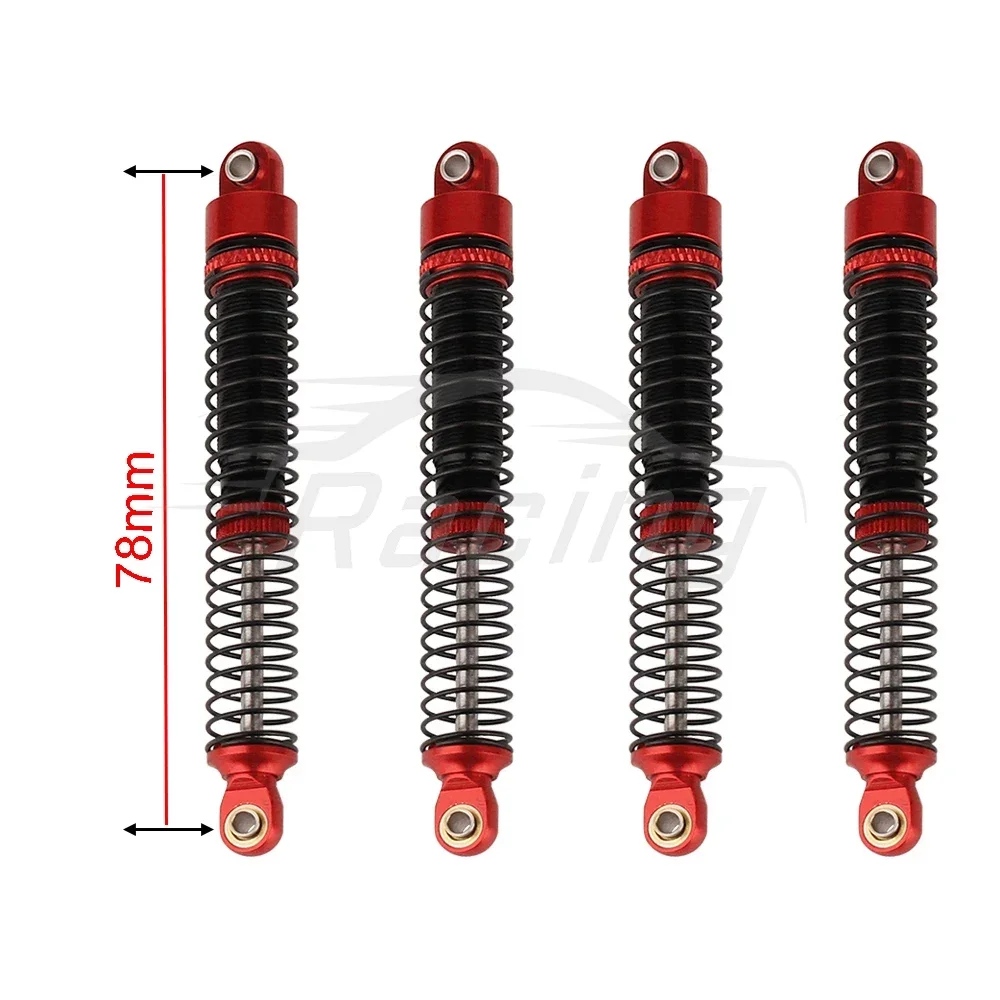 4 sztuki 78mm amortyzatory aluminiowe amortyzatory dla 1/18 gąsienica RC TRX4M TRX-4M Bronco części zamienne