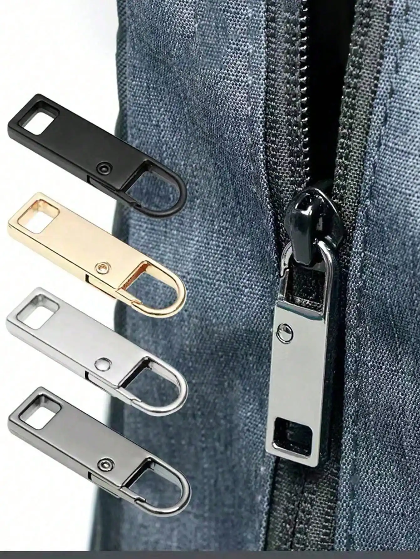 

4Pcs Detachable Metal Zipper Pulls Replacement, Anti-Theft Zipper Tab for Luggage Backpack Clothing Boots