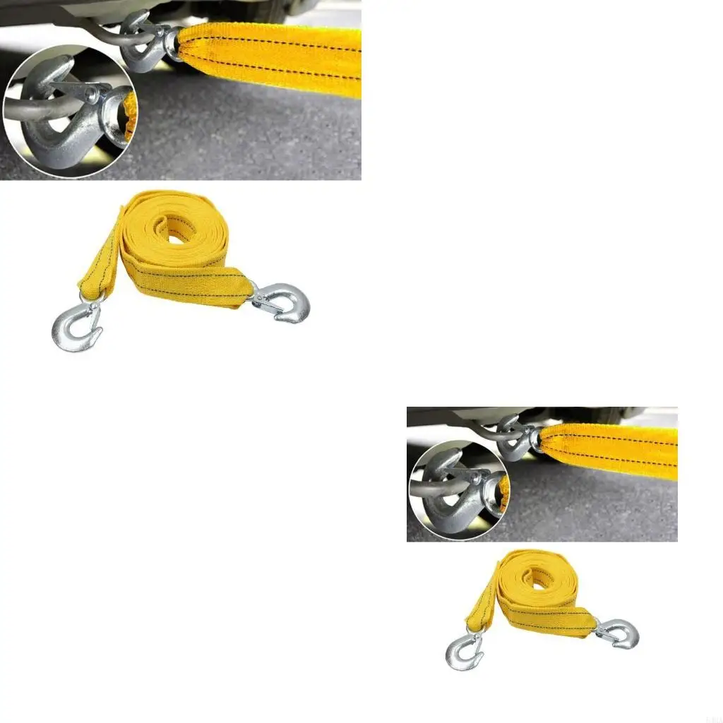 4M Heavy Duty 5Ton Car Tow Cable Towing Pull Rope Strap Steel Hooks