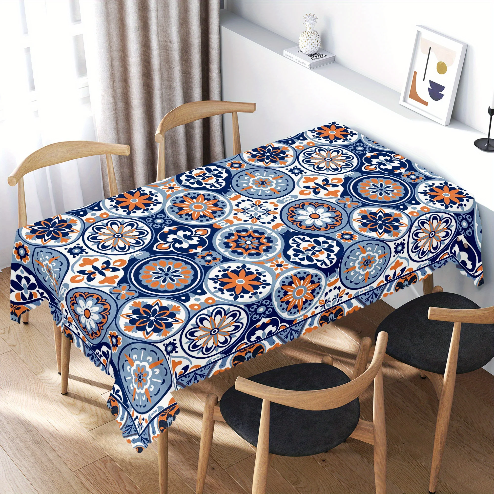 One bright geometric flower tablecloth - suitable for Easter, Mother's Day, Father's Day, Thanksgiving Day,kdj