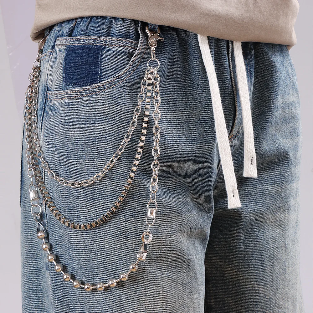 Hip hop punk Vintage multi-layer bead chain car chain versatile pants chain handmade earth bead chain fashionable men's and wome