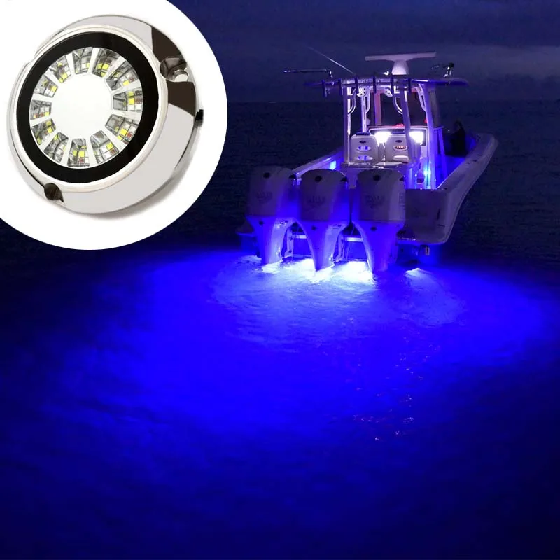 High Intensity 316 Stainless RGBW Full Color Changeable LED Boat Lights Surface Mount 12V Ocean Marine LED Underwater Lights
