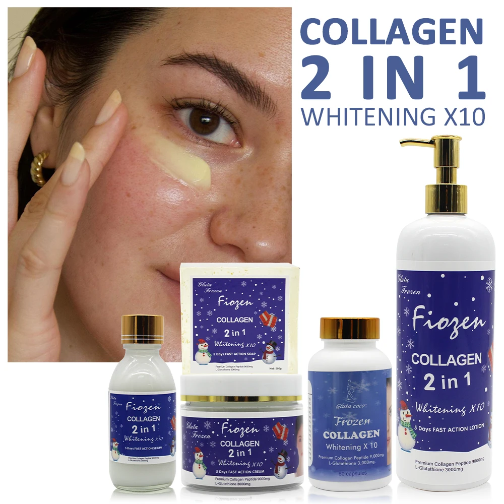 Frozen Collagen 2 in 1 Whitening X10 SkinCare Set Fast Absorption Lightens & Firms Skin Original Beauty & Skin Care