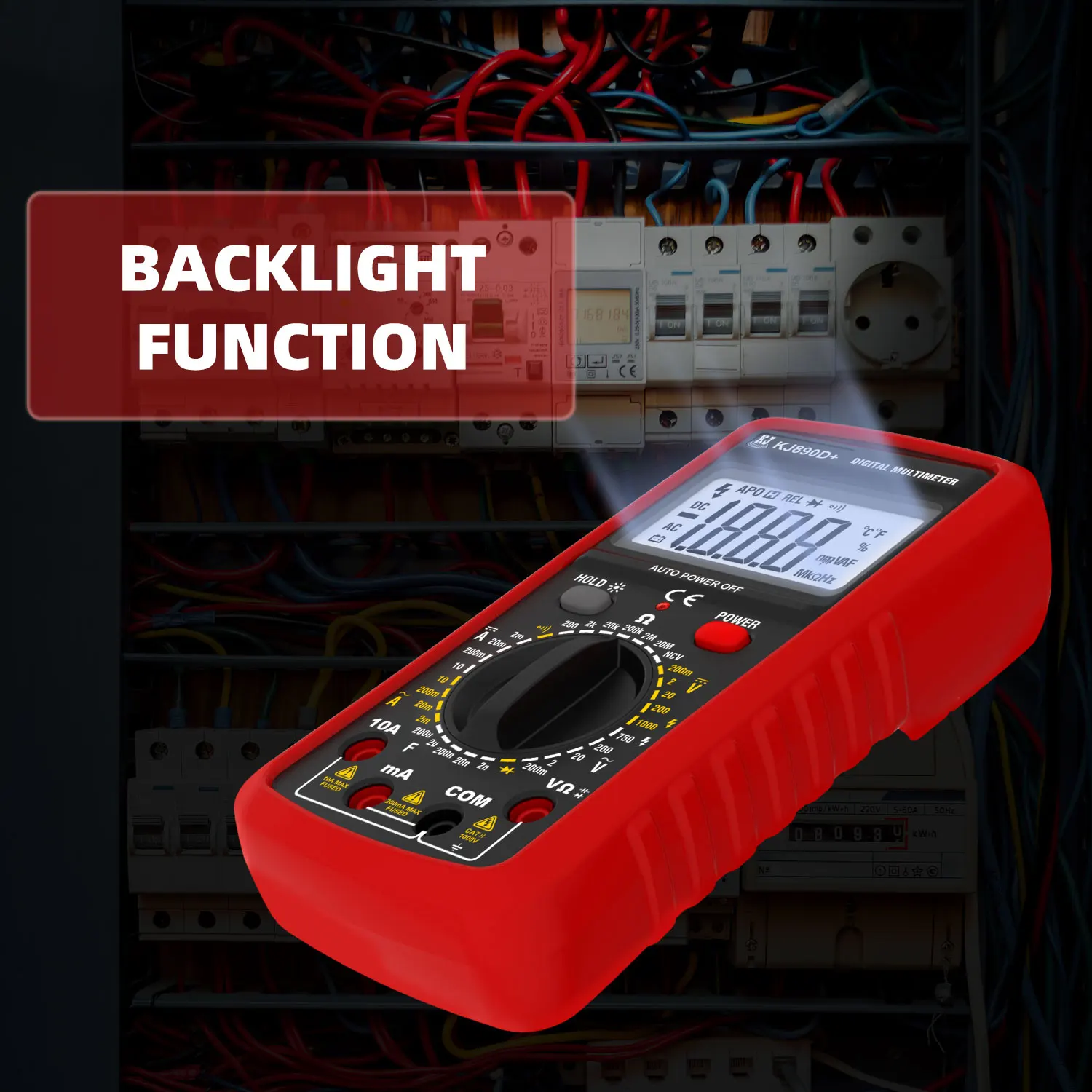 DMM مدمج متين مع شاشة 1999 - حدد المدى اليدوي لقياسات الجهد الدقيق والمقاومة والاستمرارية