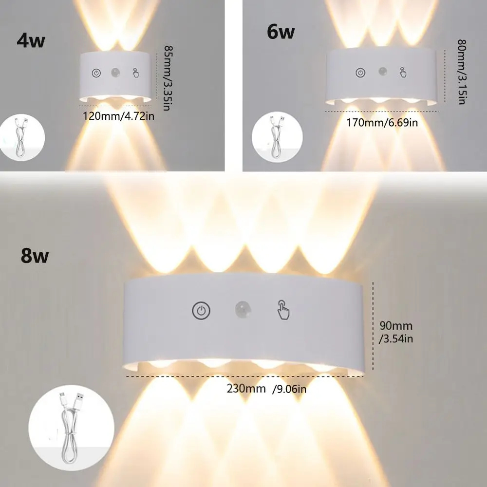 Dual Up Down Lighting PIR Motion Sensor Wall Lamp 3 Color Light Waterproof LED Wall Light 4/6/8W Modern Design Sconce Light