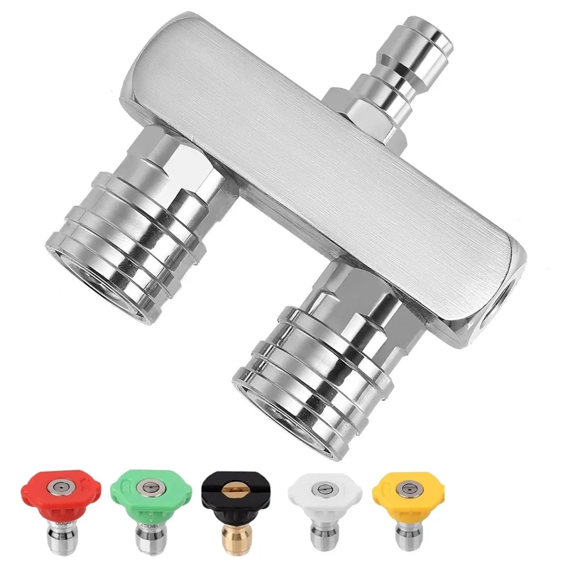 Pressure Washer Dual Turbo 2-in-1 Nozzle Tip 1/4'' Quick Connect with 5 Pack Pressure Washer Cleaner Gun Spray Nozzles Tips