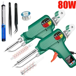 80W Electric Soldering Iron Gun Hand-held Internal Heating Soldering Iron Automatically Send Tin Gun Welding Repair Tools