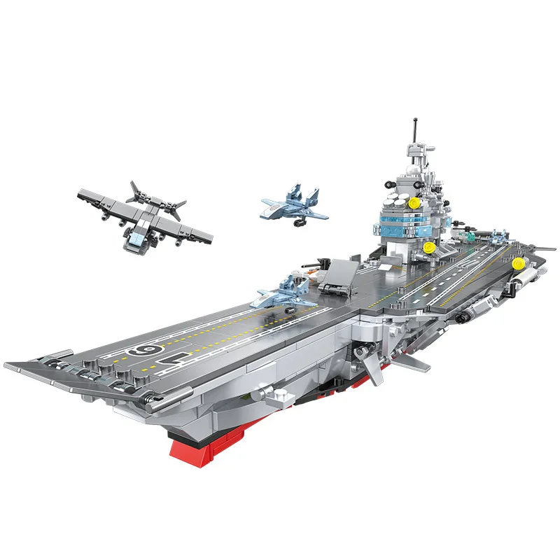 1086pcs 18in1 Military Ship Aircraft Building Blocks Army Warship Plane Bricks Toys Gift Desktop Ornament