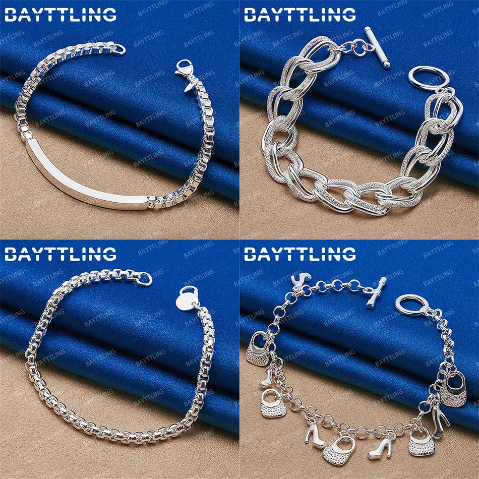 

Luxury 925 Sterling Silver Women's Exquisite Bags Shoes Bracelets Fashion Party Gift Accessories Wedding Jewelry