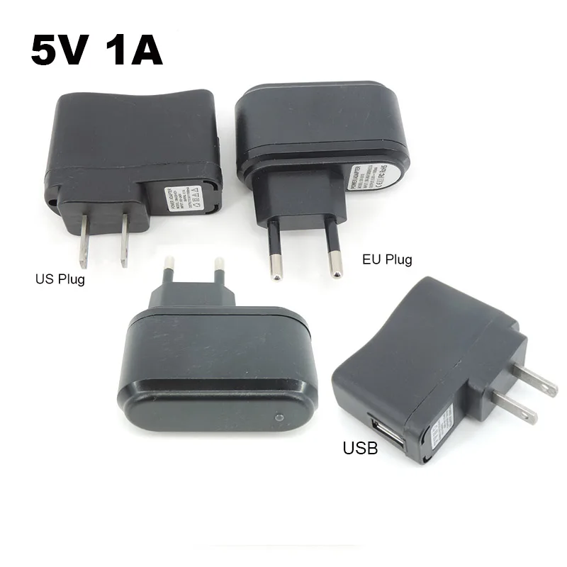 AC to DC EU/US 5V 1A 1000ma USB port Charging Power Adapter Supply plug mobile phone Wall Charger 100V-240V led light M20
